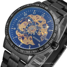 WINNER 8085  Blue Glass Water Resistant Skeleton Mechanical Sport Wrist Luxury Men Watches from China